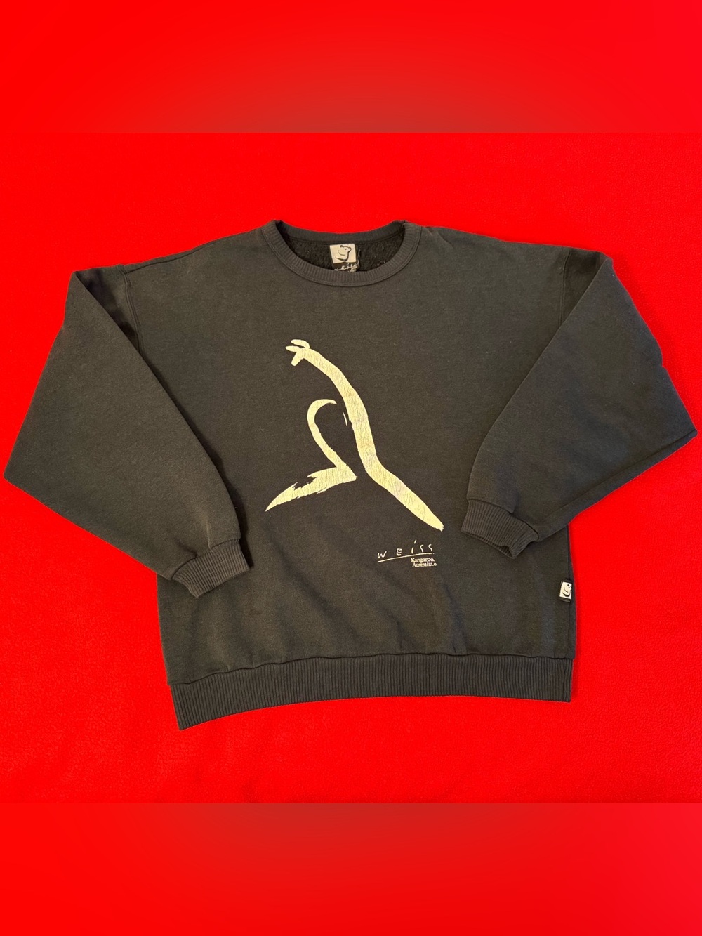 Vintage Weiss Australia Art Crewneck Black Sweatshirt Size S/M Kangaroo Print